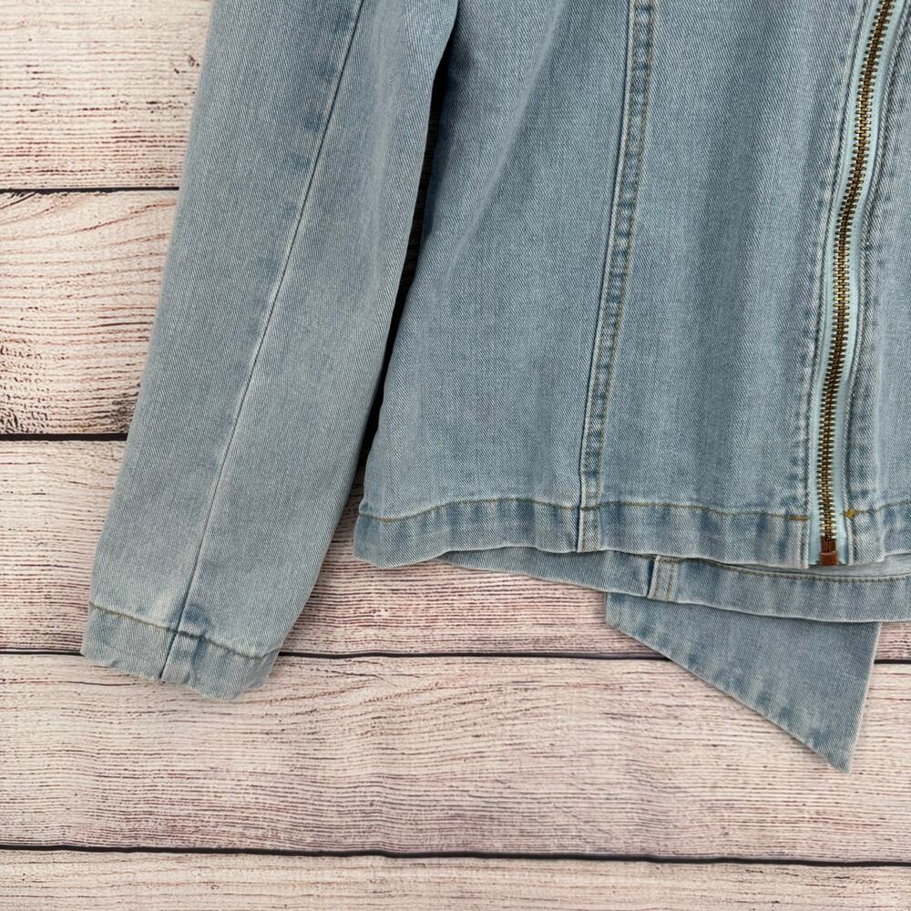 Alex Vinash New York Bow Front Denim Jacket Womens Medium Blue Light Wash - Picture 6 of 13